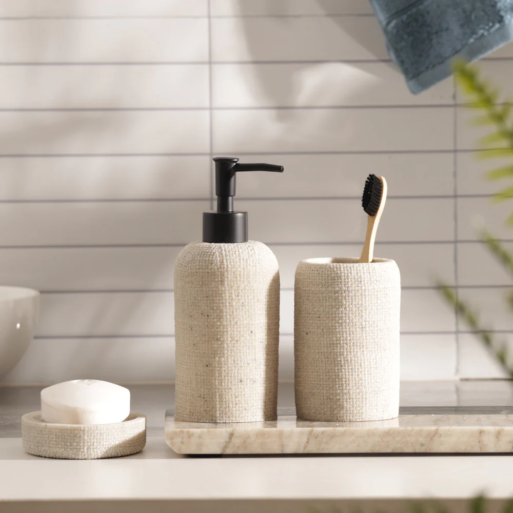 Textured 3-piece Bathroom Set - Beige - Image 4
