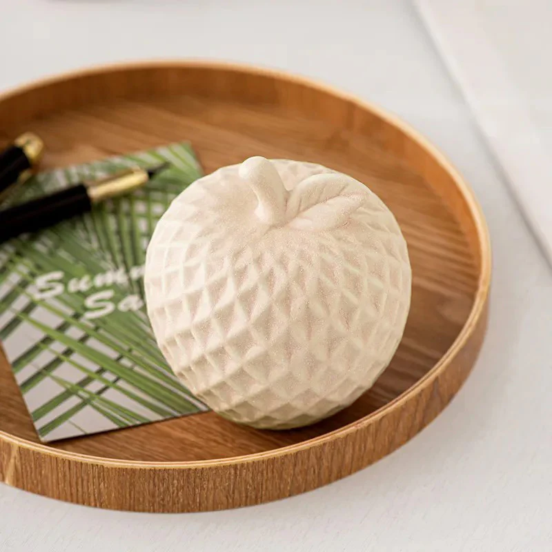 Textured Apple Decorative Sculpture - White - Image 2