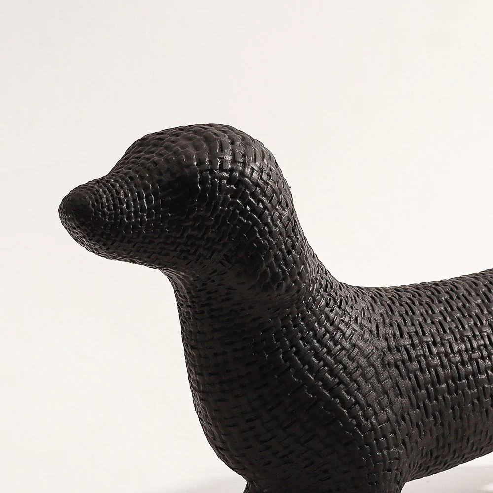Textured Dachshund Sculpture - Matte Black - Image 5