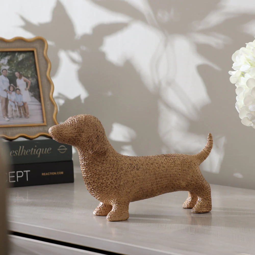 Textured Dachshund Sculpture - Pale Gold - Image 2