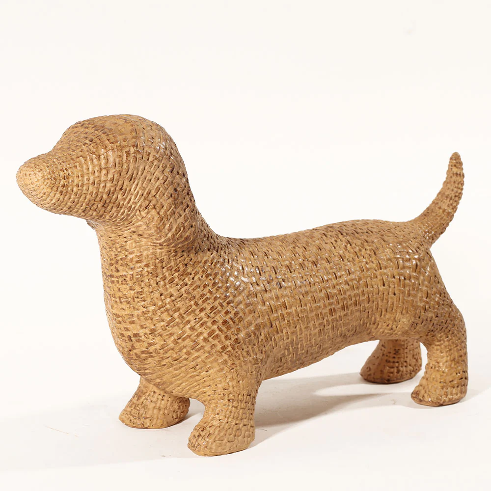 Textured Dachshund Sculpture - Pale Gold - Image 3