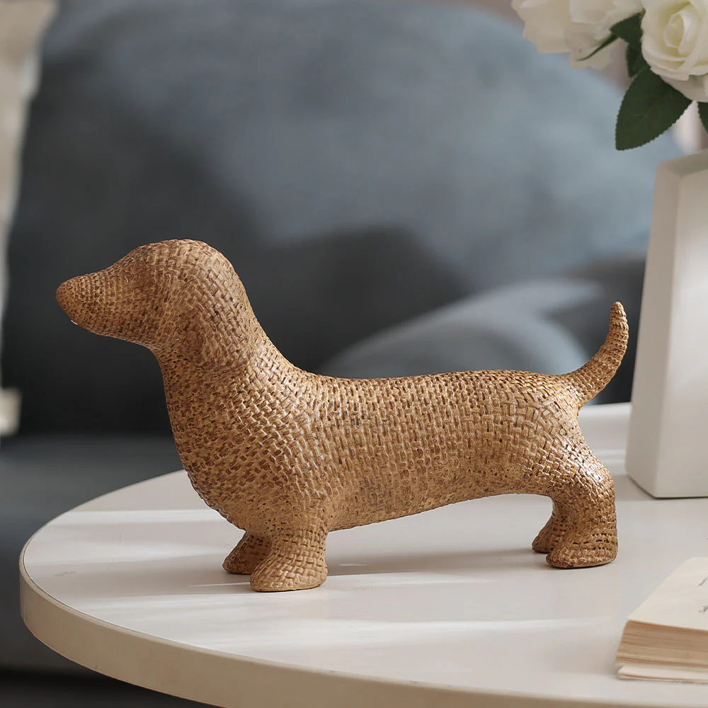Textured Dachshund Sculpture - Pale Gold - Image 4