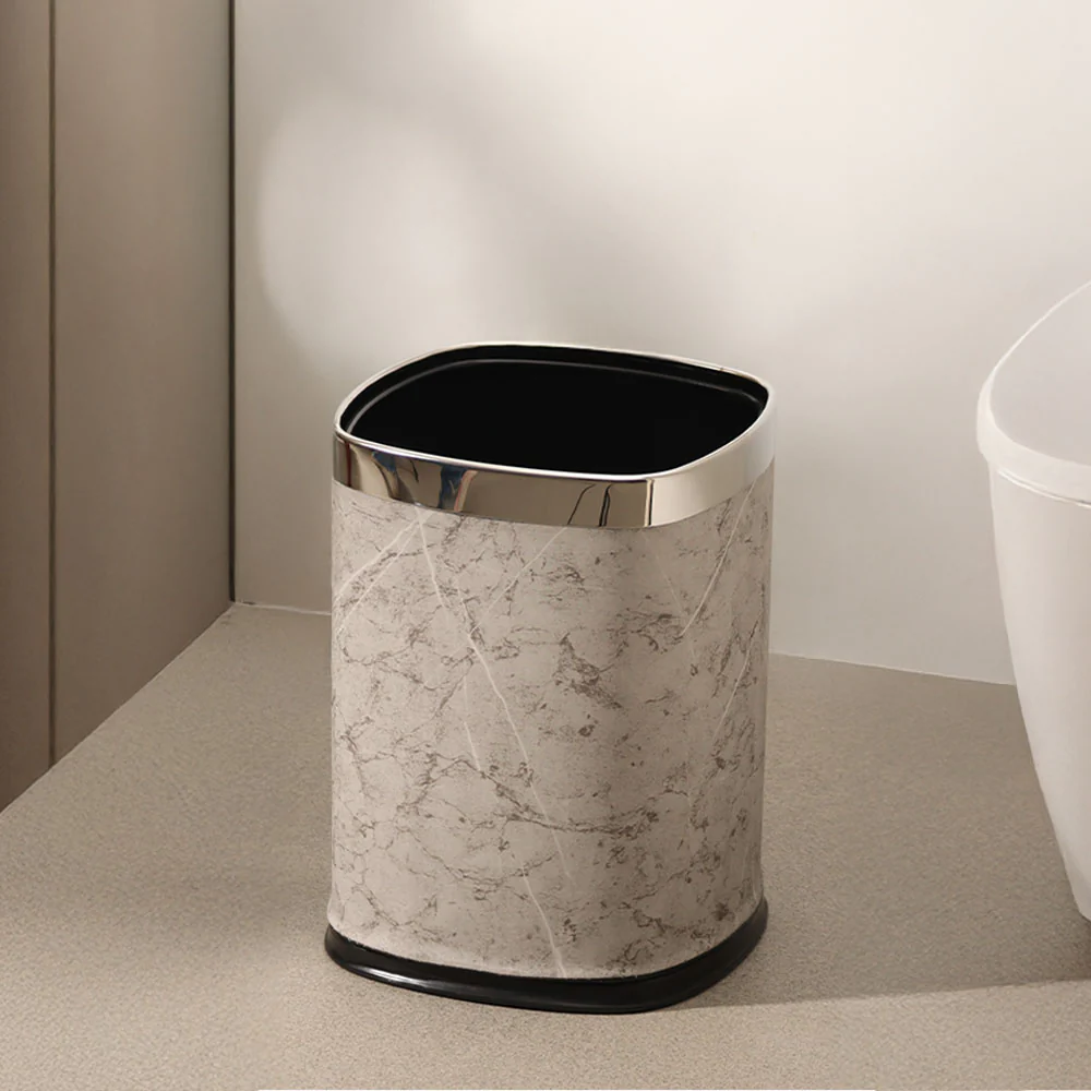 Textured Sqround Waste Bin 12L - Grey & Silver - Image 2