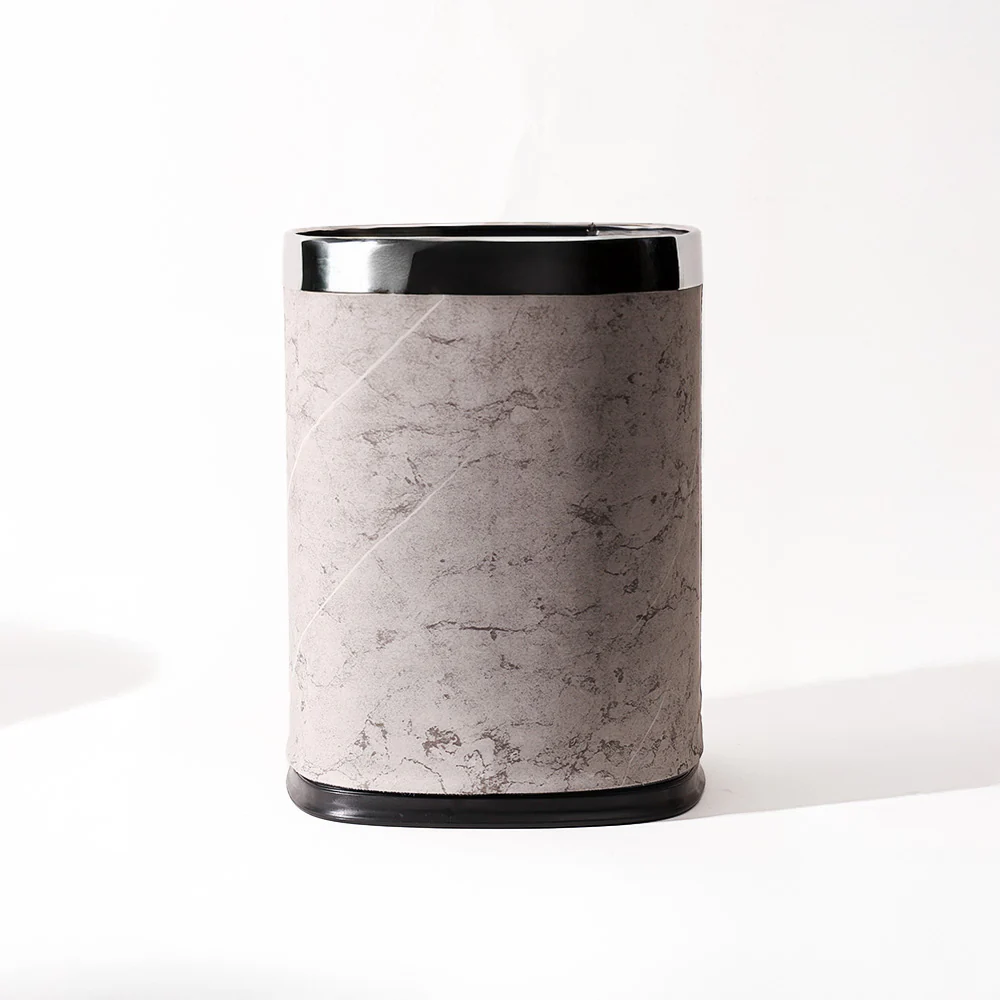 Textured Sqround Waste Bin 12L - Grey & Silver - Image 3
