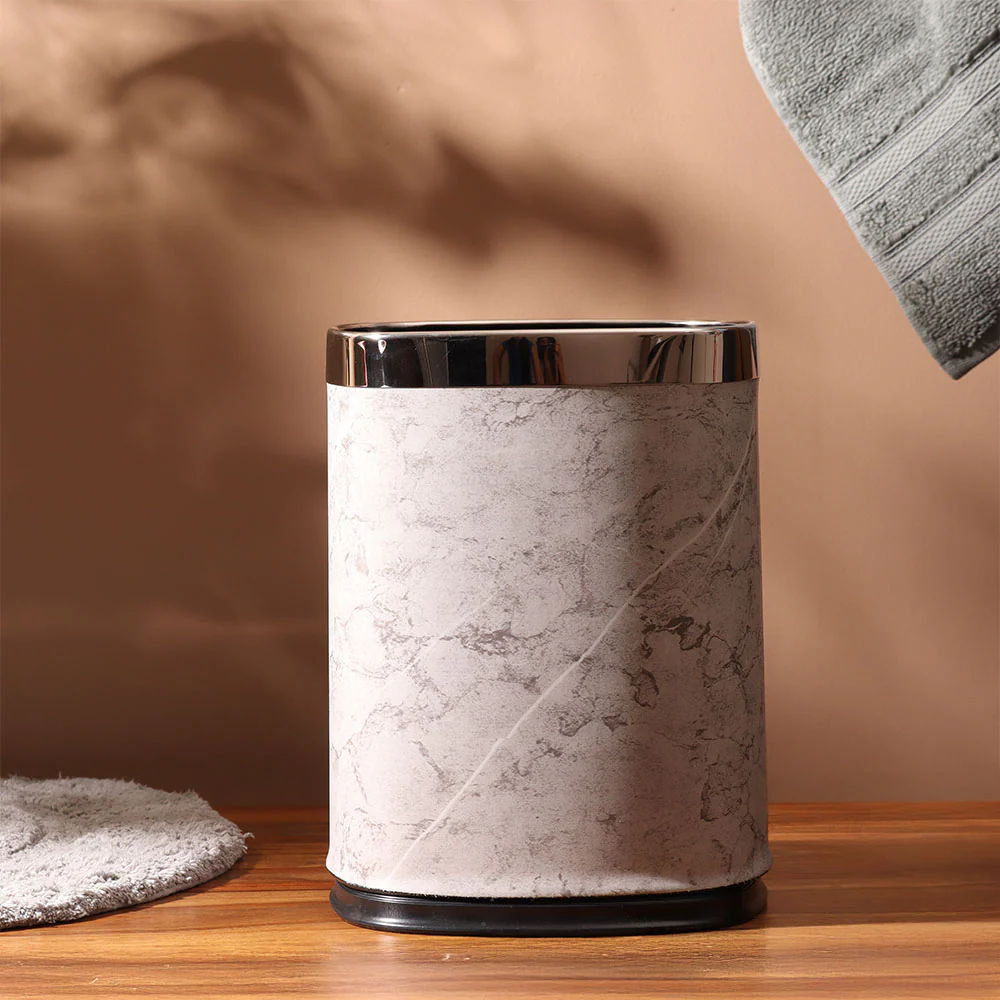 Textured Sqround Waste Bin 12L - Grey & Silver - Image 4