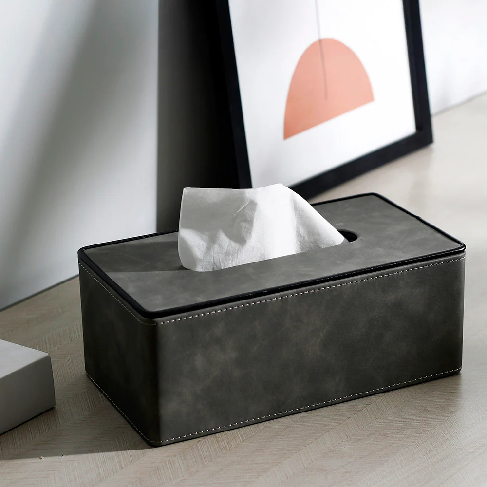 Textured Tissue Box Holder - Grey - Image 3