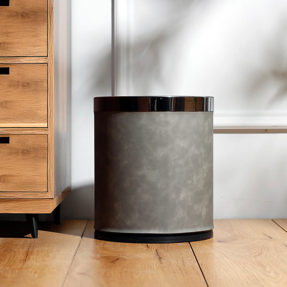 Textured Waste Bin 10L - Grey & Dark Steel