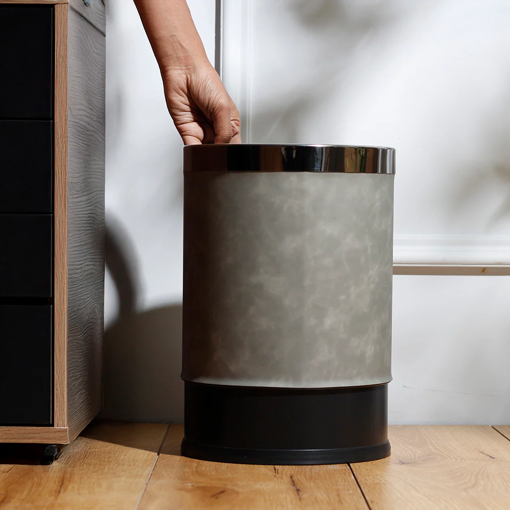 Textured Waste Bin 10L - Grey & Dark Steel - Image 3