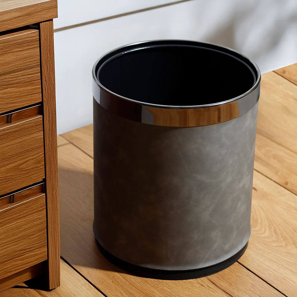 Textured Waste Bin 10L - Grey & Dark Steel - Image 4
