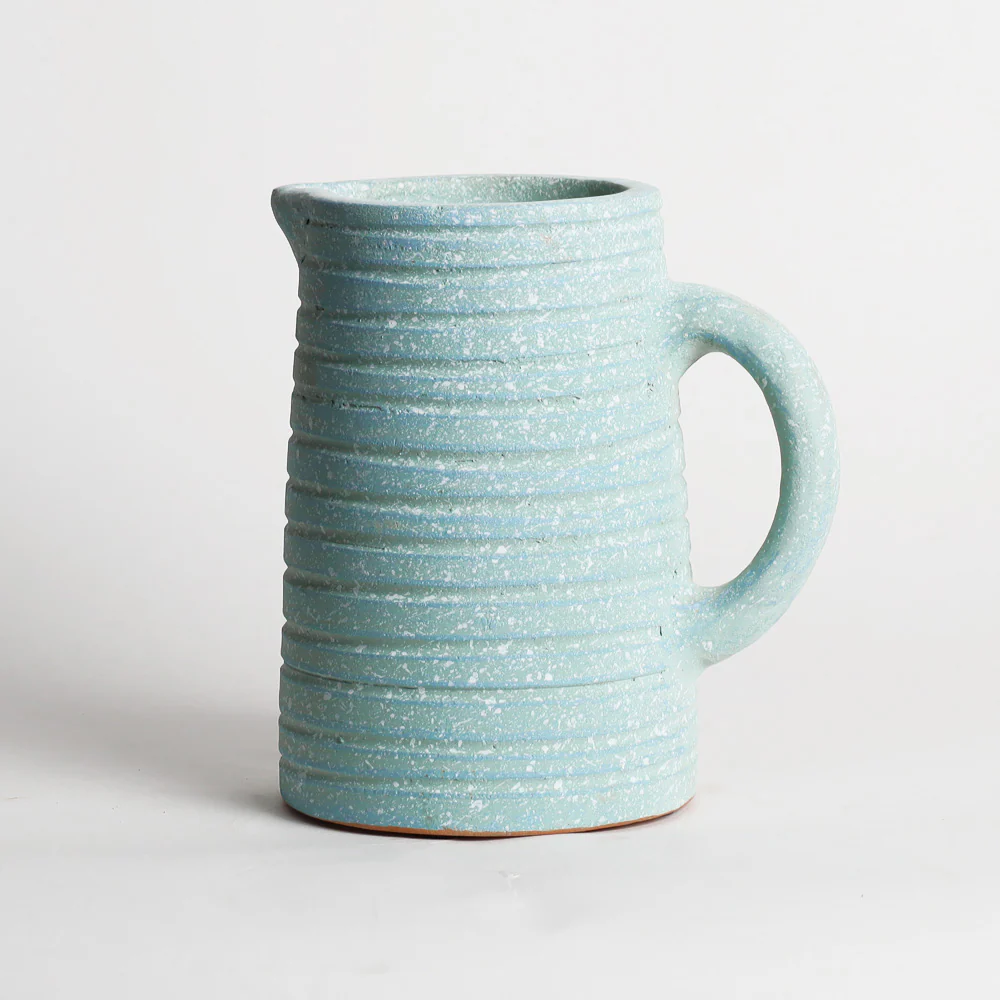 Thalassa Ribbed Water Jug 900ml - Turquoise - Image 3