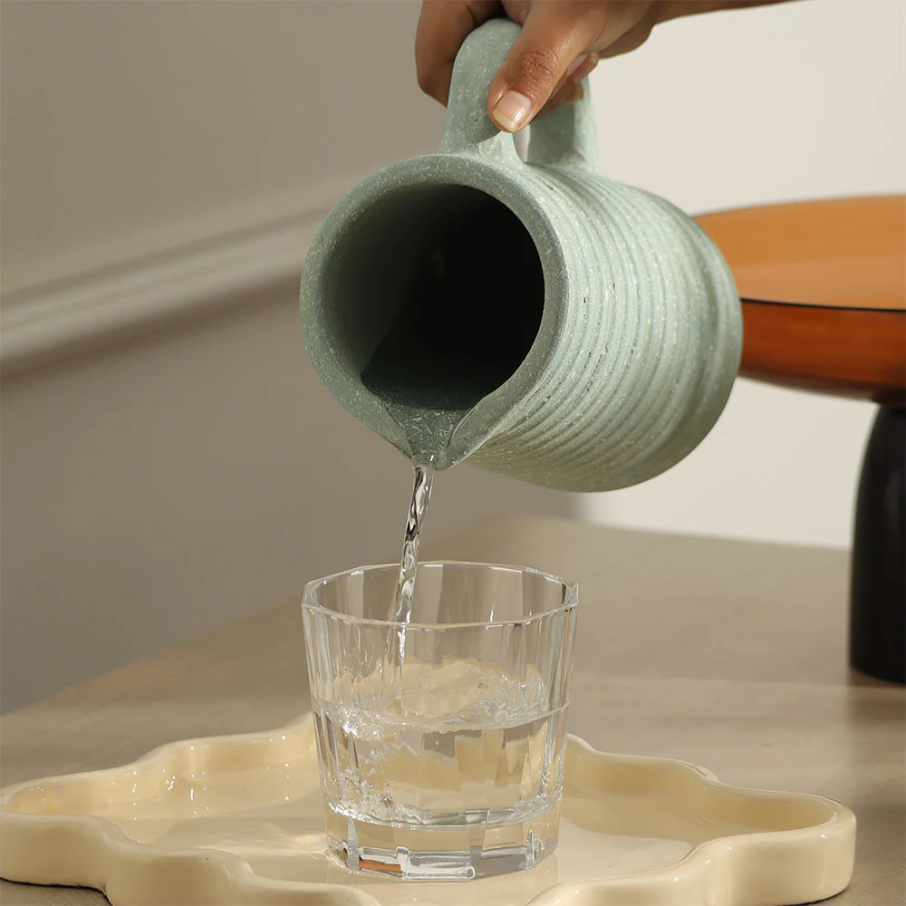 Thalassa Ribbed Water Jug 900ml - Turquoise - Image 9