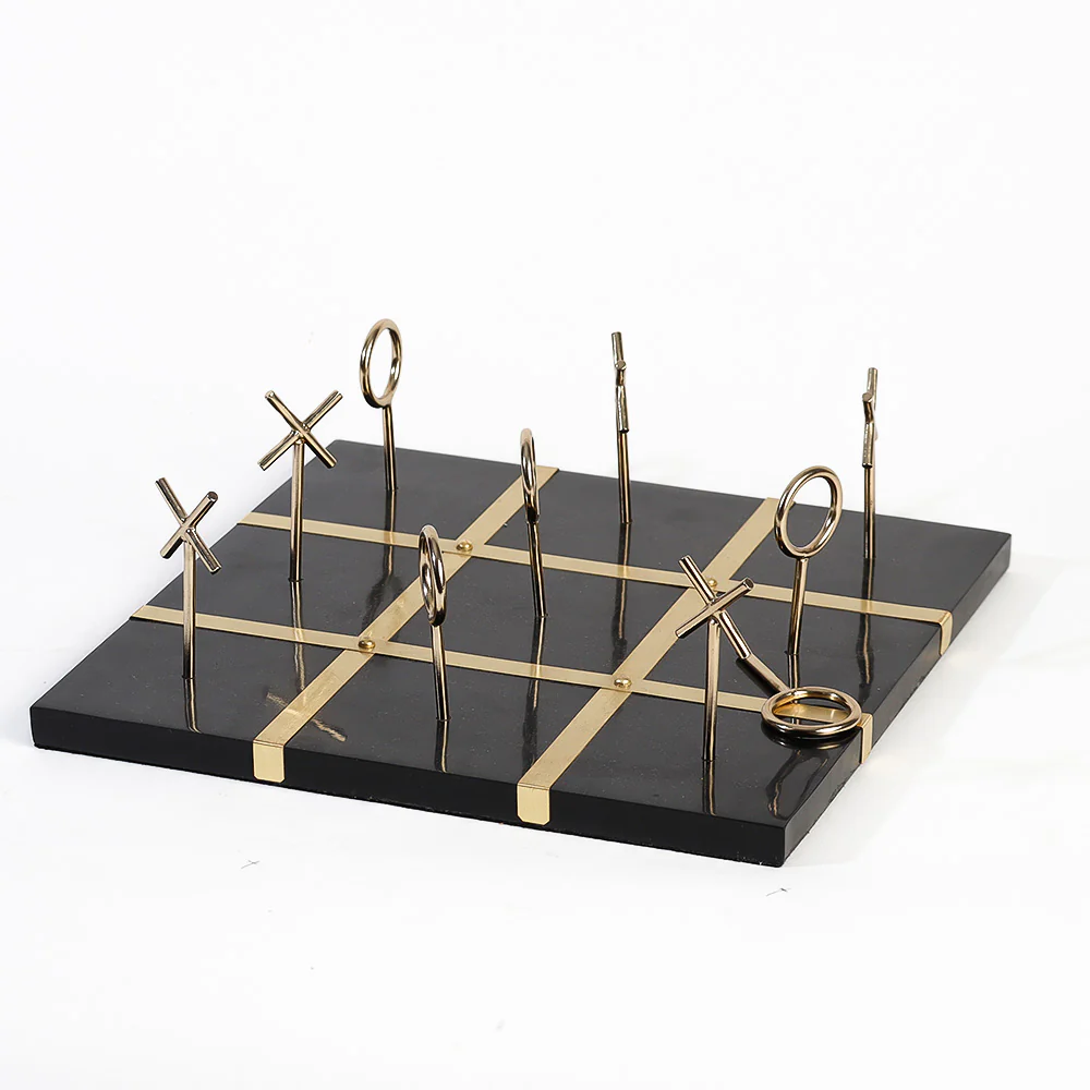 Tic-Tac-Toe Standing Tabletop Game - Black Gold - Image 3