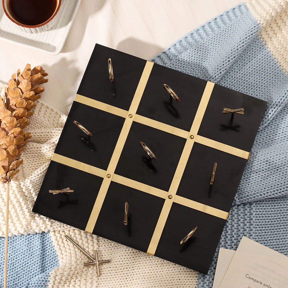 Tic-Tac-Toe Standing Tabletop Game - Black Gold - Image 5