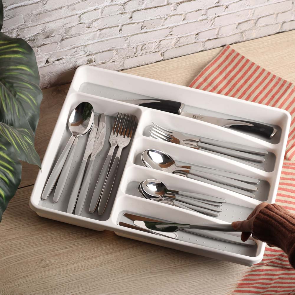 Tidy Cutlery Tray Large - White Grey - Image 4