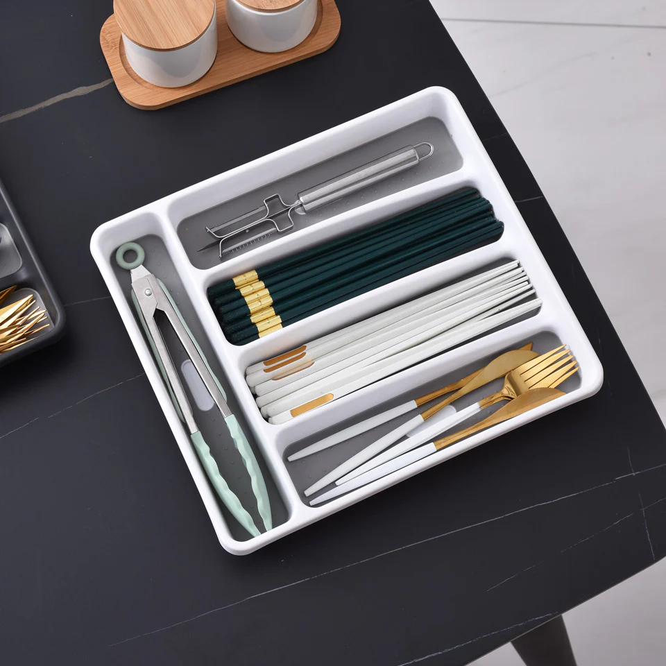 Tidy Cutlery Tray Medium - White Grey - Image 4