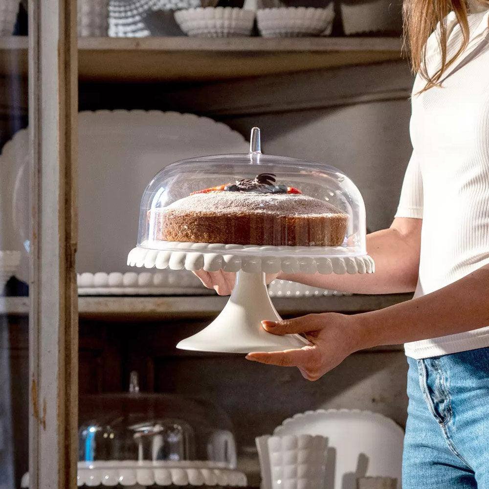 Tiffany Cake Stand With Dome - Milk White - Image 5