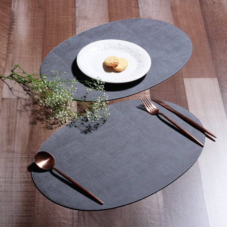 Tiffany Oval Reversible Mats, Set of 6 - Dark Grey - Image 2