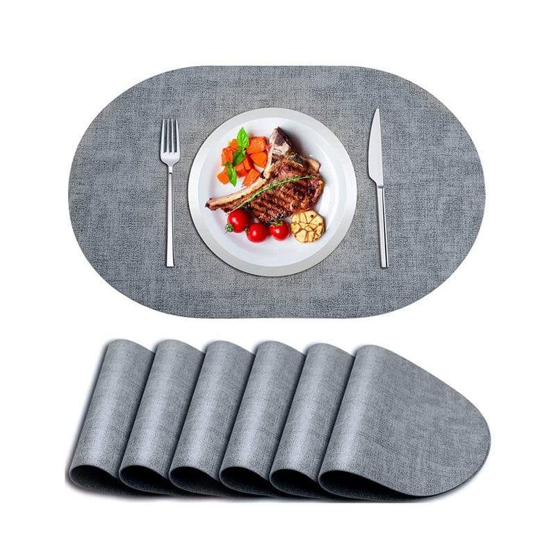 Tiffany Oval Reversible Mats, Set of 6 - Dark Grey - Image 6