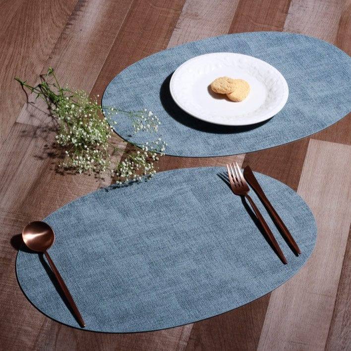 Tiffany Oval Reversible Mats, Set of 6 - Sea Blue