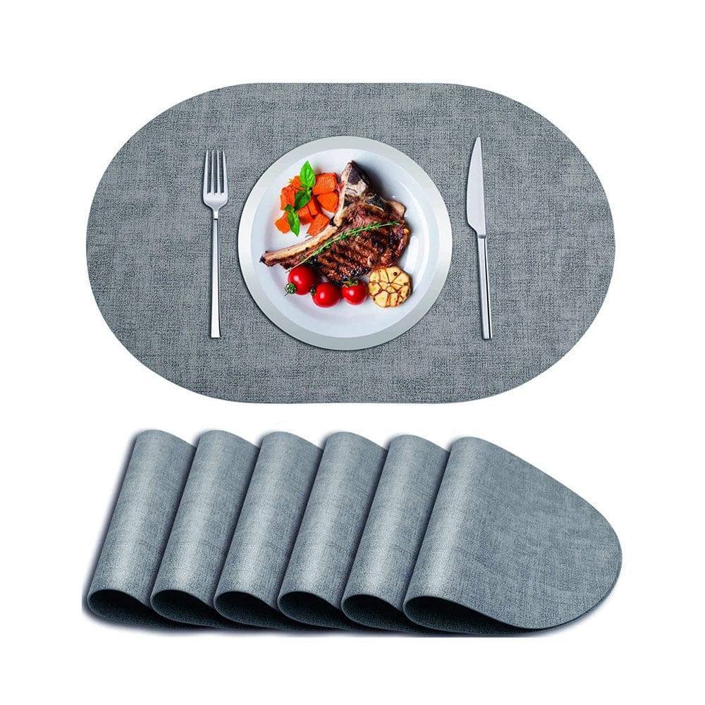 Tiffany Oval Reversible Mats, Set of 6 - Sea Blue - Image 4