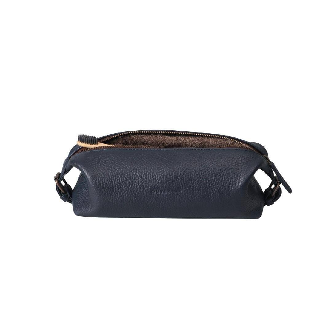Tokyo Leather Toilet Bag - Navy - Image 3