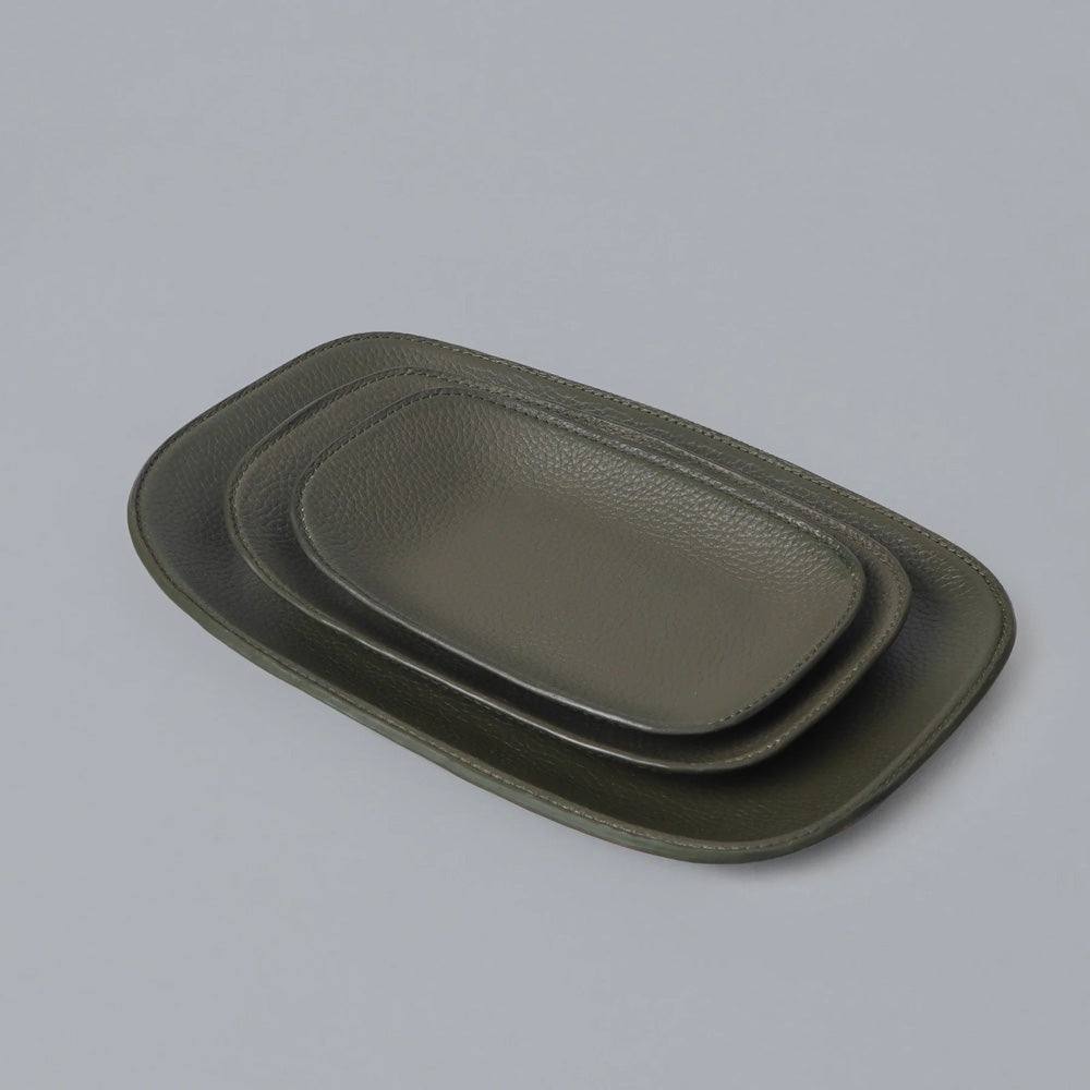 Tokyo Leather Tray Large - Olive - Image 5