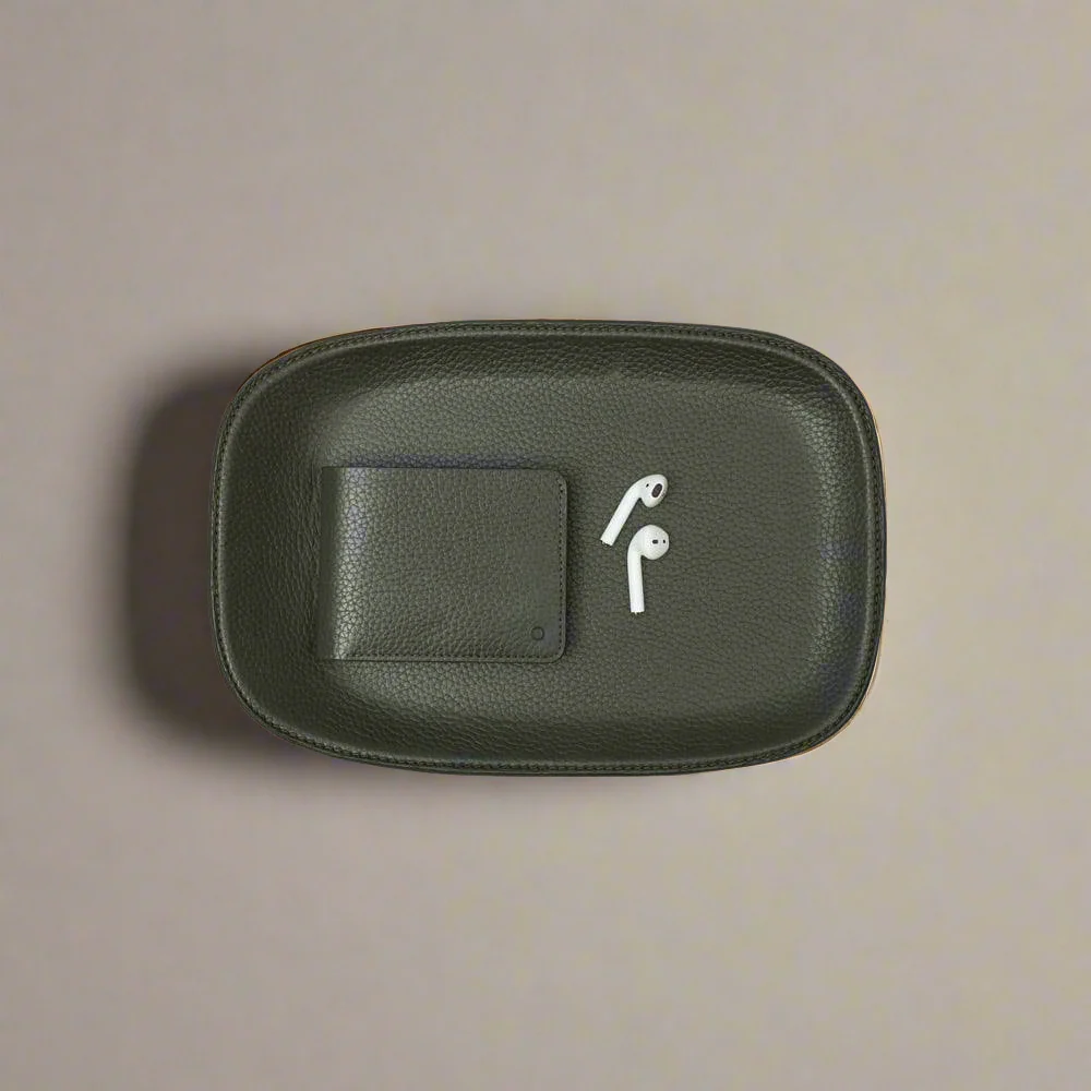 Tokyo Leather Tray Medium - Olive - Image 4