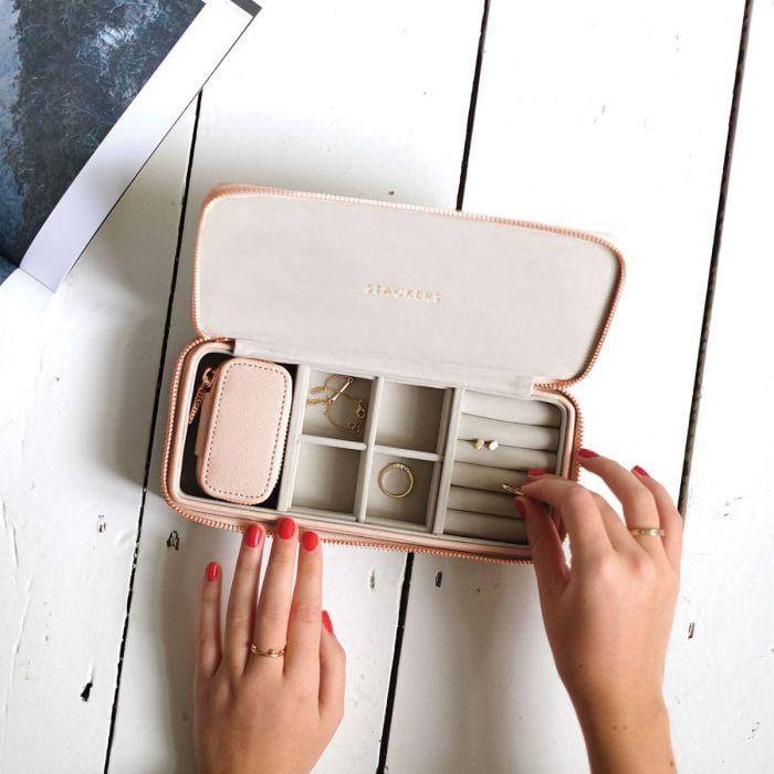 Travel Jewellery Pouch Duo - Blush Pink
