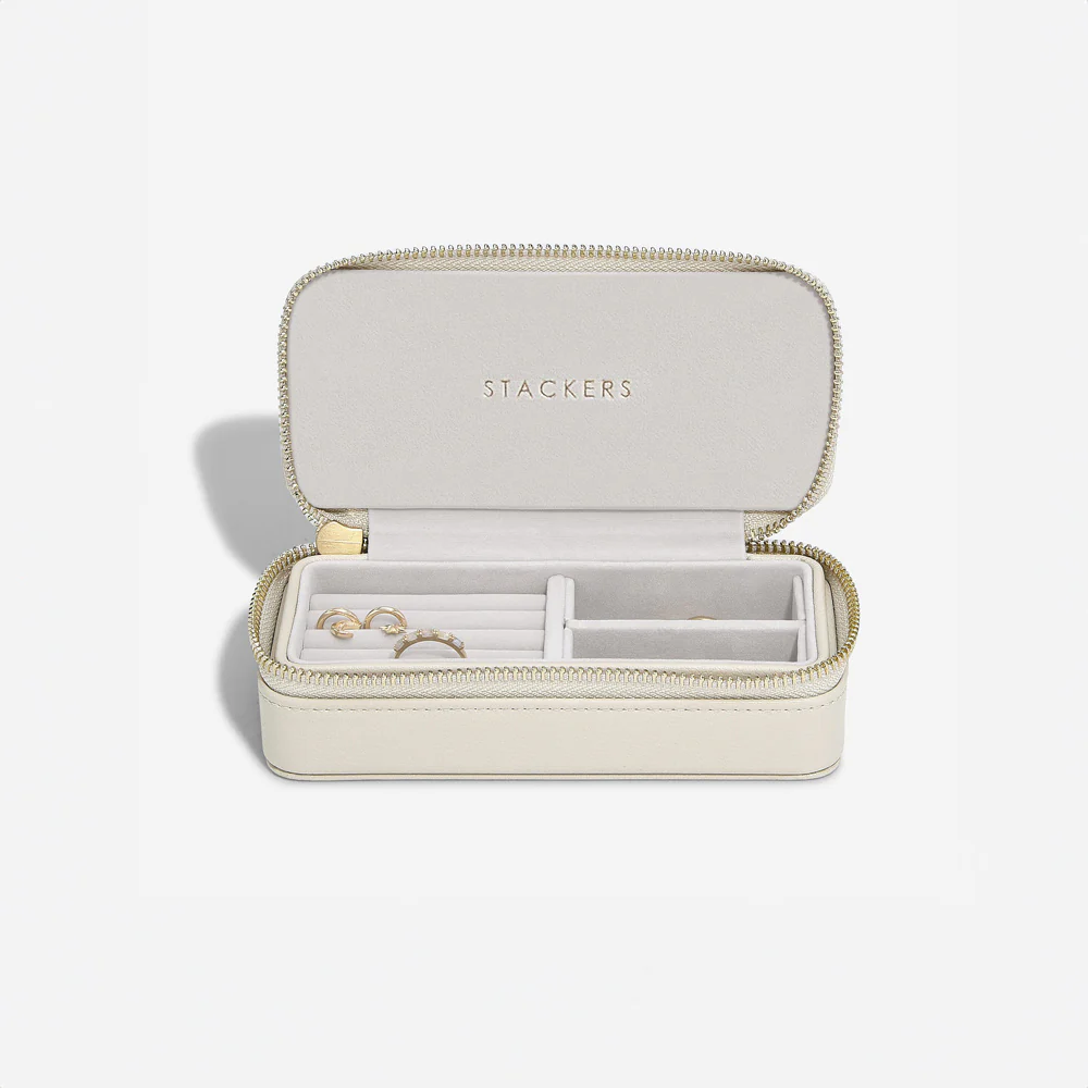 Travel Jewellery Pouch Medium - Linen & Oatmeal - Image 2