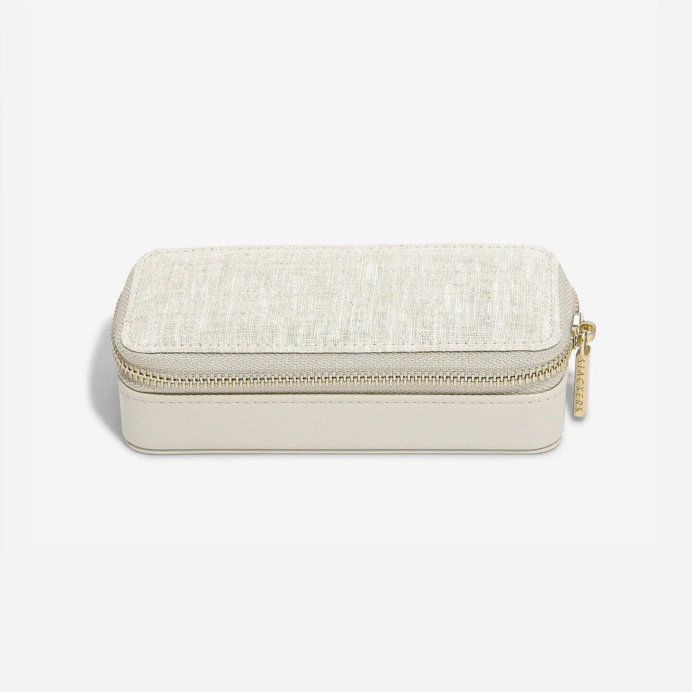 Travel Jewellery Pouch Medium - Linen & Oatmeal - Image 3