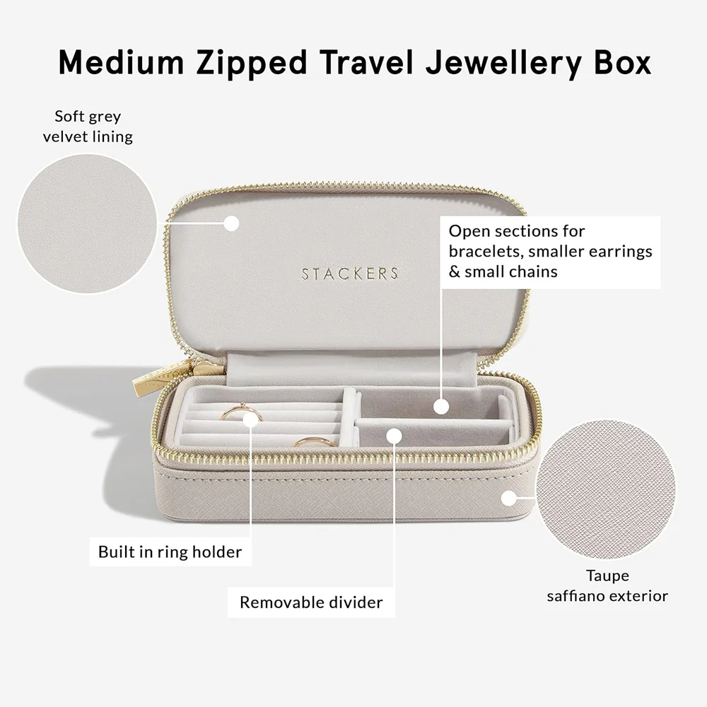 Travel Jewellery Pouch Medium - Linen & Oatmeal - Image 6