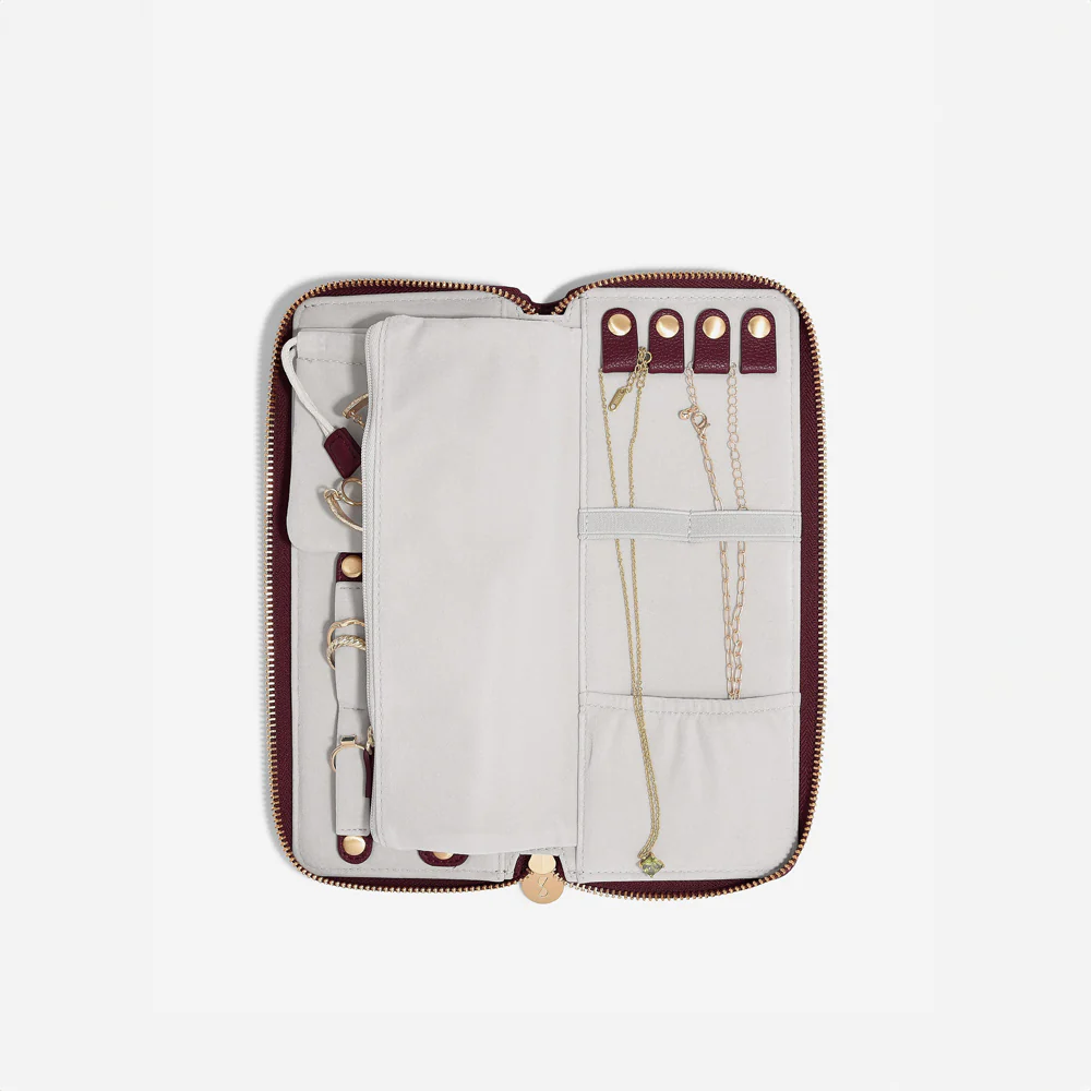 Travel Jewellery Roll Medium - Burgundy - Image 4