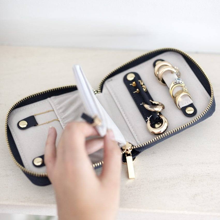 Travel Jewellery Roll Small - Pebble Navy