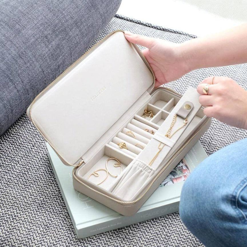 Travel Necklace Pouch, Long - Taupe