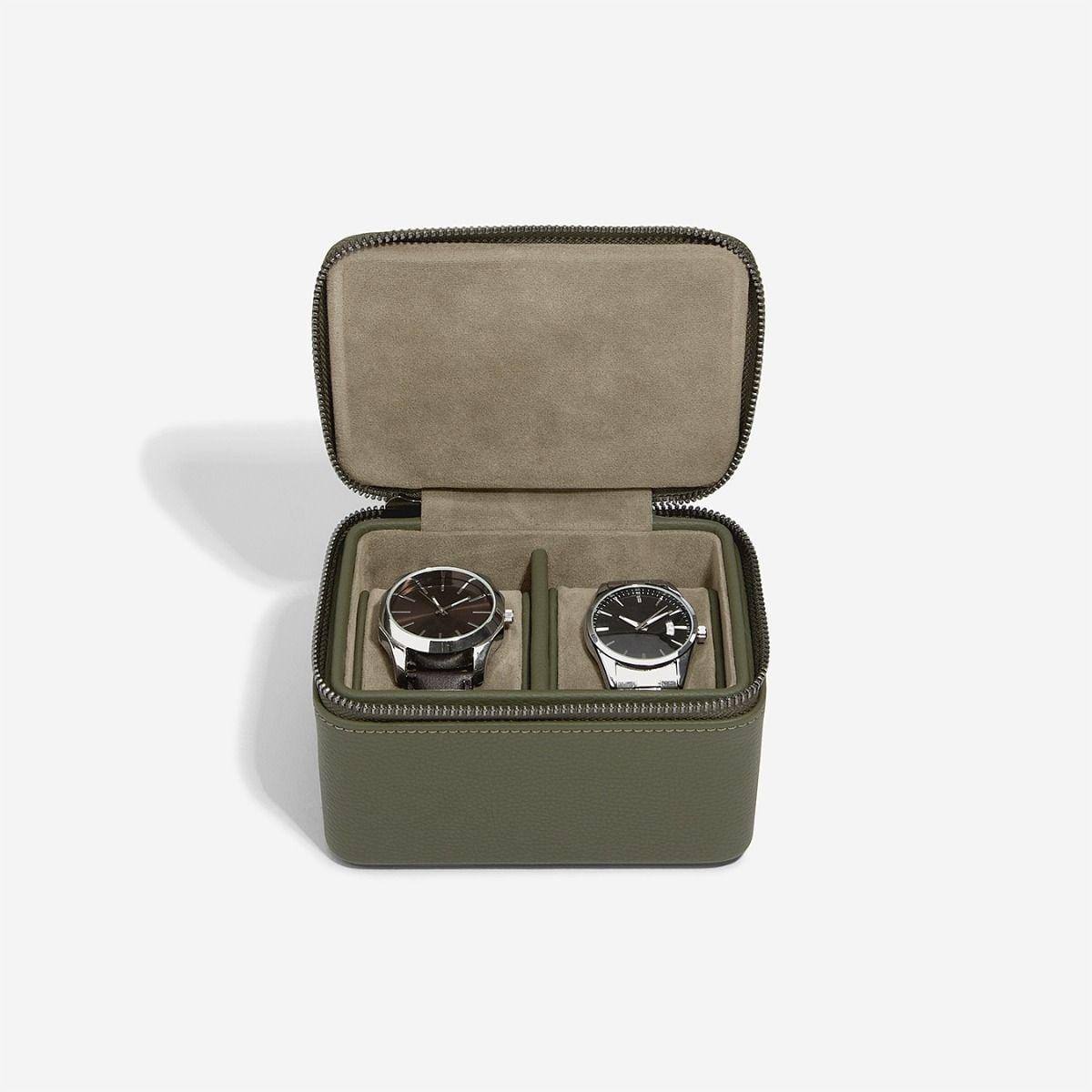 Zipped Watch Case Double - Olive Green - Image 3