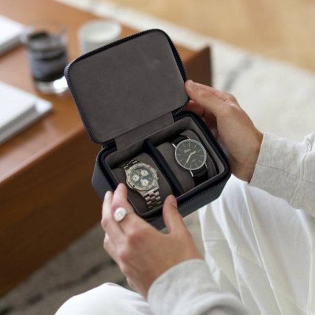 Zipped Watch Case Double - Pebble Black - Image 4
