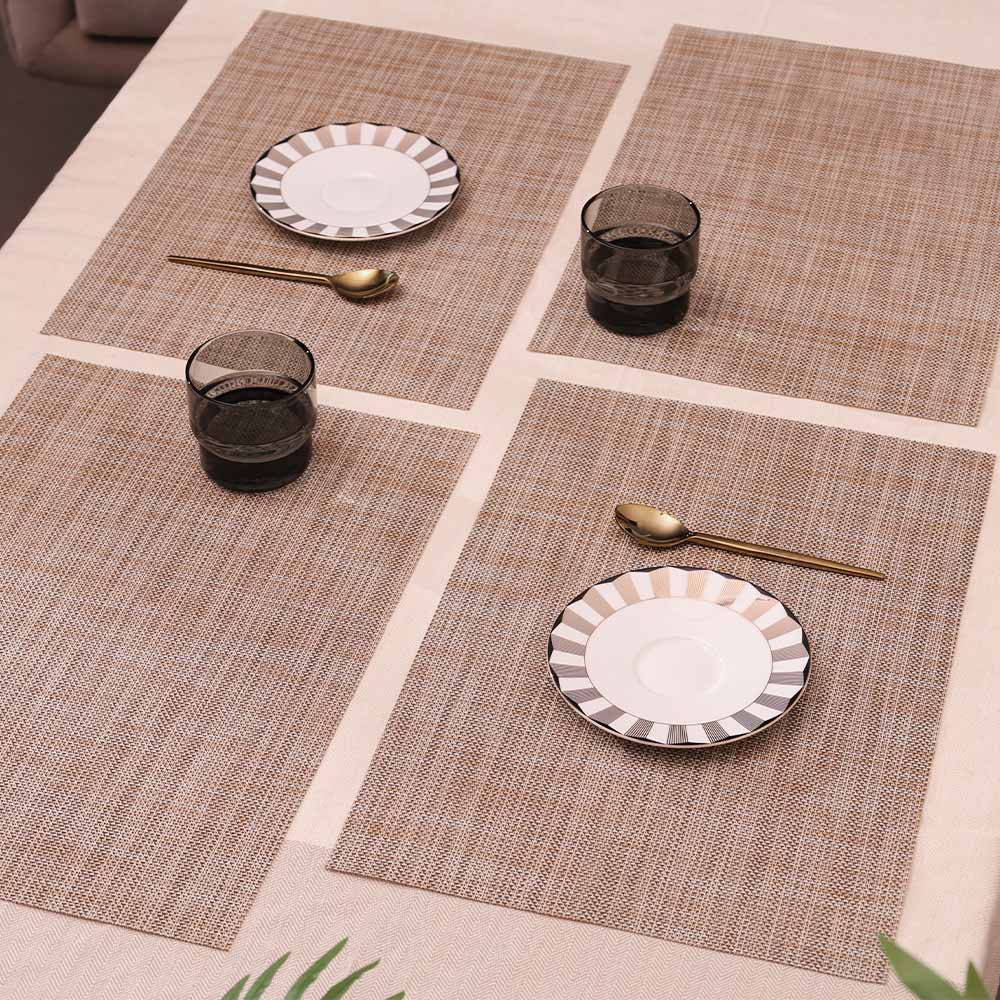 Trellis Mesh Rectangular Placemats, Set of 4 - Sand - Image 5