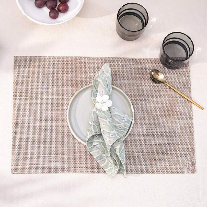 Trellis Mesh Rectangular Placemats, Set of 4 - Sand - Image 6