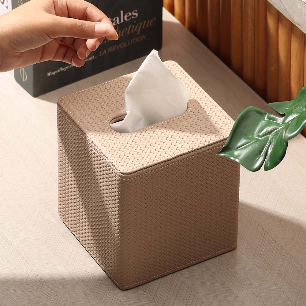 Trey Square Tissue Box Holder - Beige