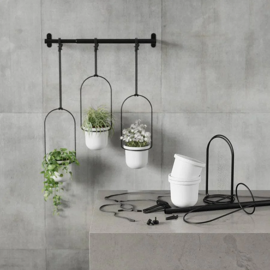 Triflora Hanging Planter, Set of 3 - White Black - Image 13