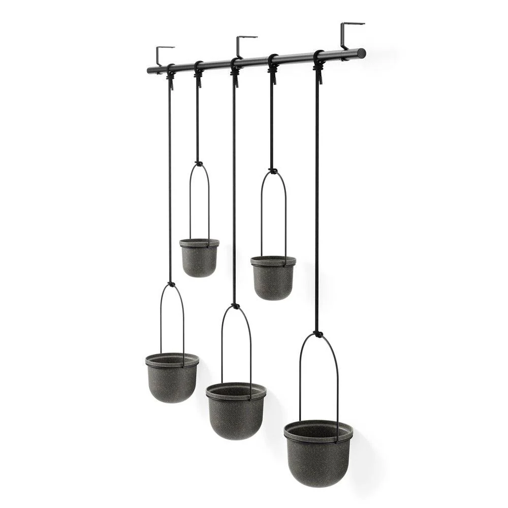 Triflora Hanging Planters, Set of 5 - Black - Image 2