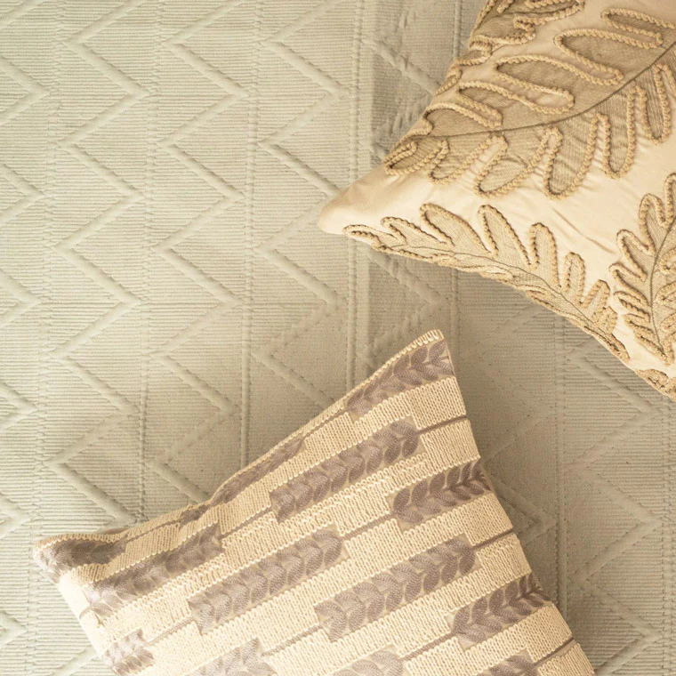 Trigon Cotton Reversible Bedspread - Dark Grey & Sage Green - Image 3