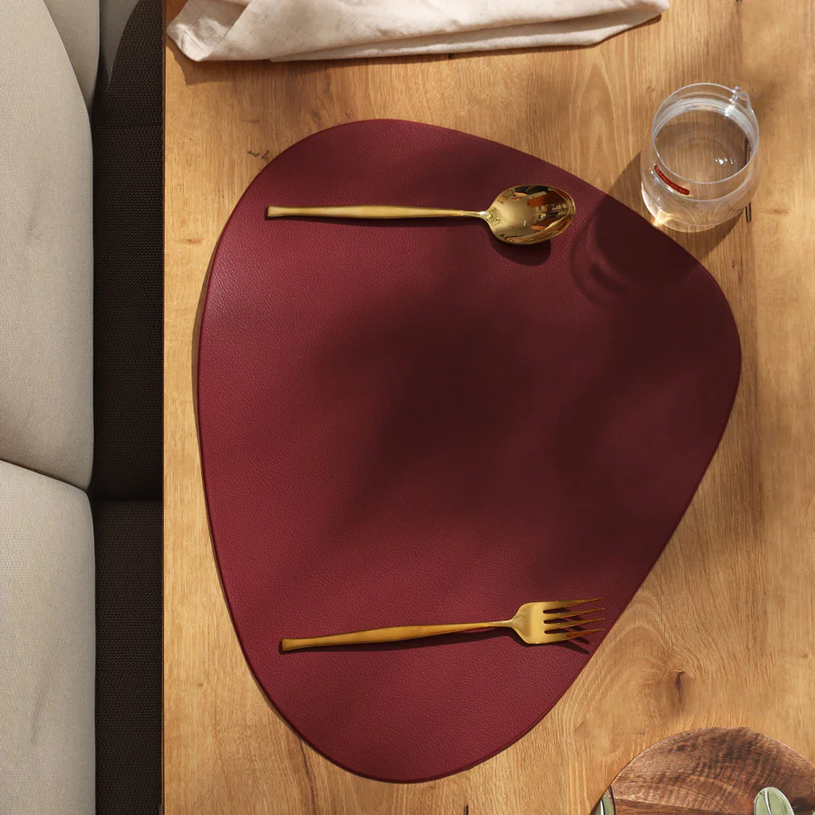 Trigonal Placemats, Set of 2 - Burgundy - Image 2