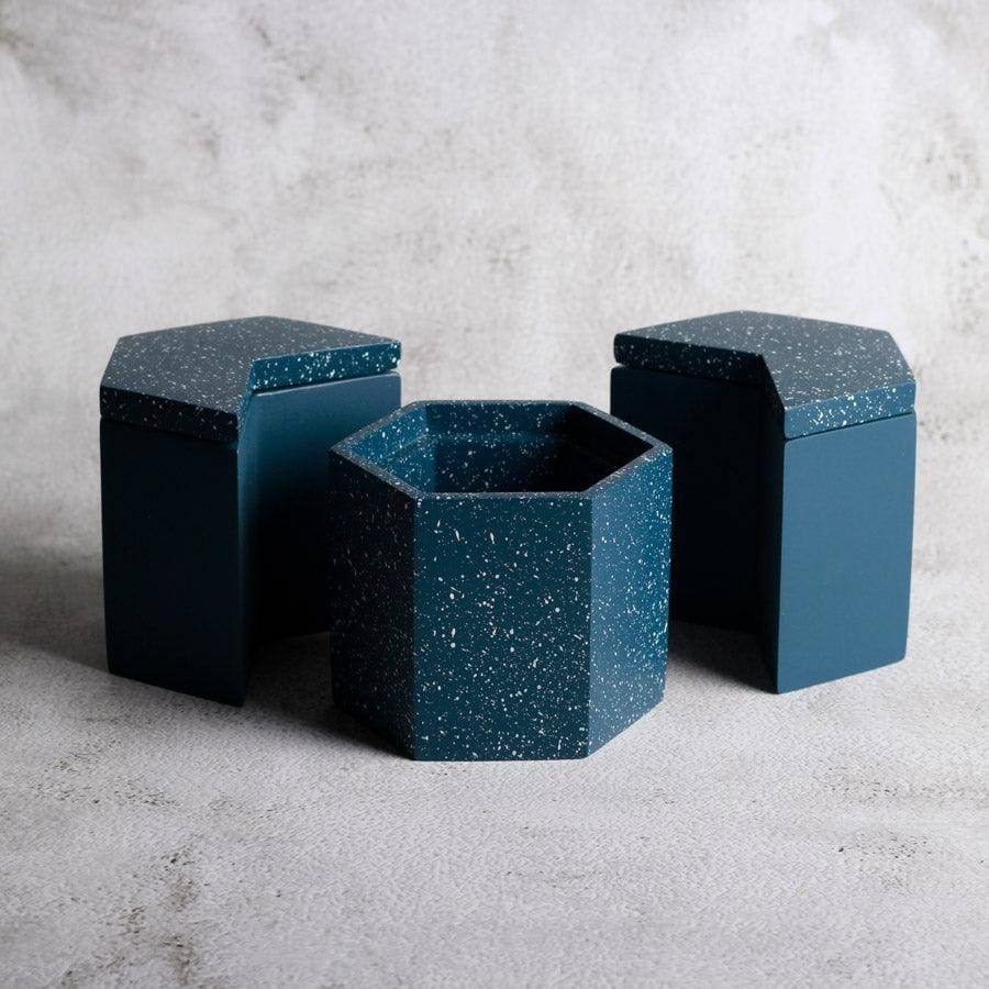 Trio Speckled Pen Holder & Organiser - Blue - Image 6