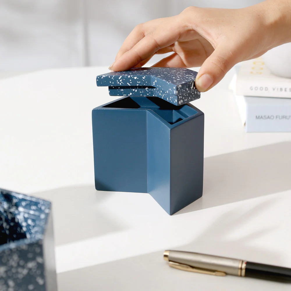 Trio Speckled Pen Holder & Organiser - Blue - Image 9