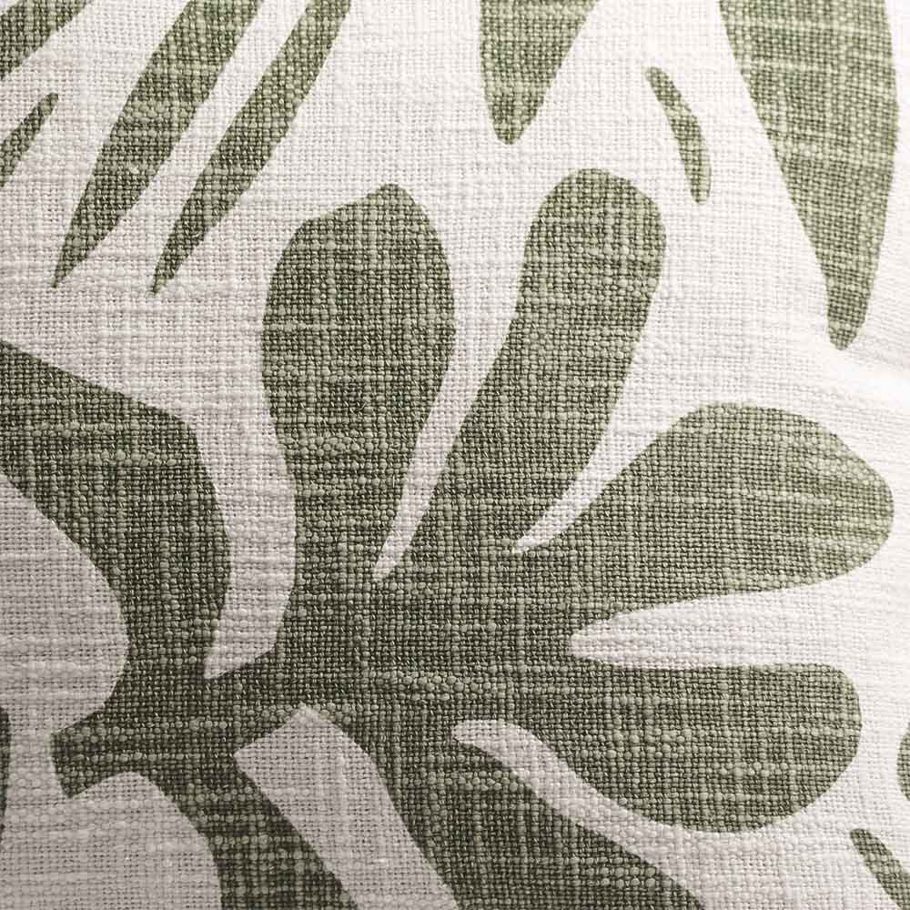 Tropical Printed Cotton Cushion Cover 45x45cm - Green White - Image 5