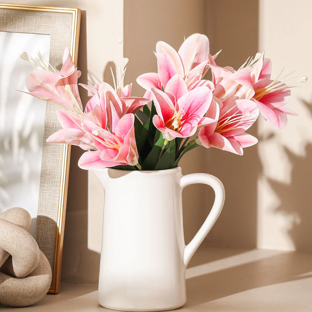 Trumpet Lily Faux Stem, Set of 2 - Dappled Pink - Image 3