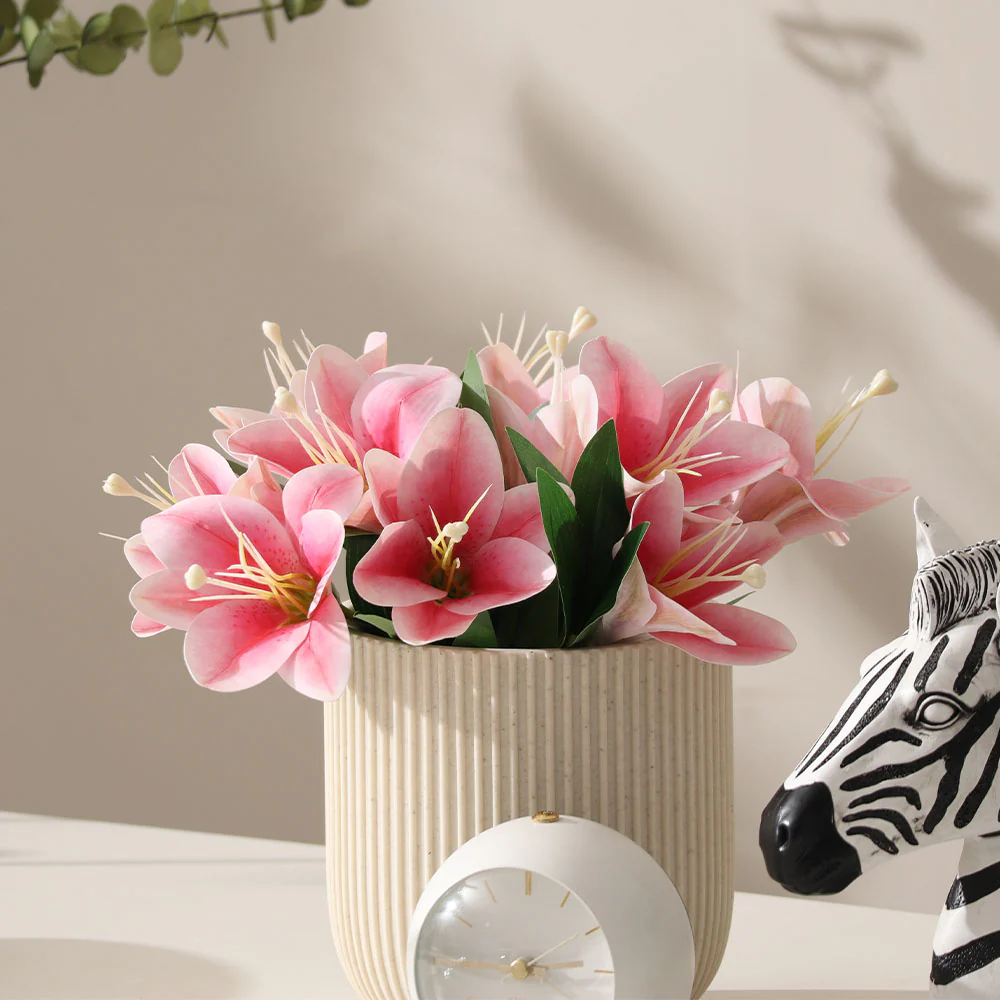 Trumpet Lily Faux Stem, Set of 2 - Dappled Pink - Image 4