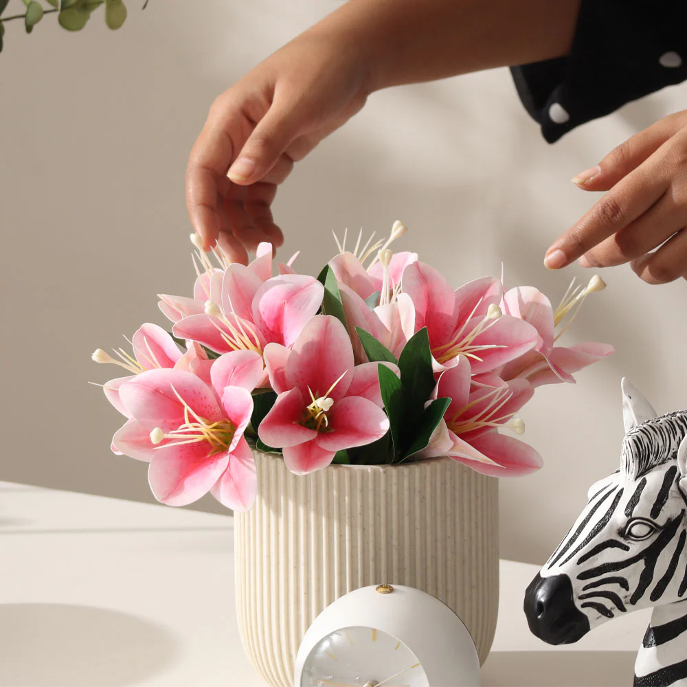 Trumpet Lily Faux Stem, Set of 2 - Dappled Pink - Image 5