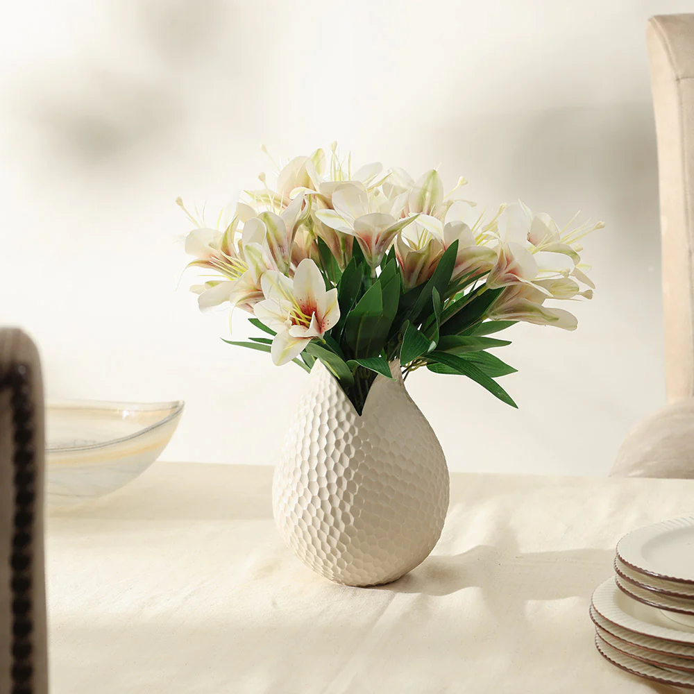Trumpet Lily Faux Stem, Set of 2 - White Pink - Image 4